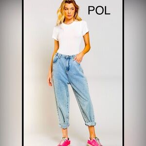 BP208-2🩵POL playful Light Blue denim boyfriend  jeans w/relaxed fit+straight leg